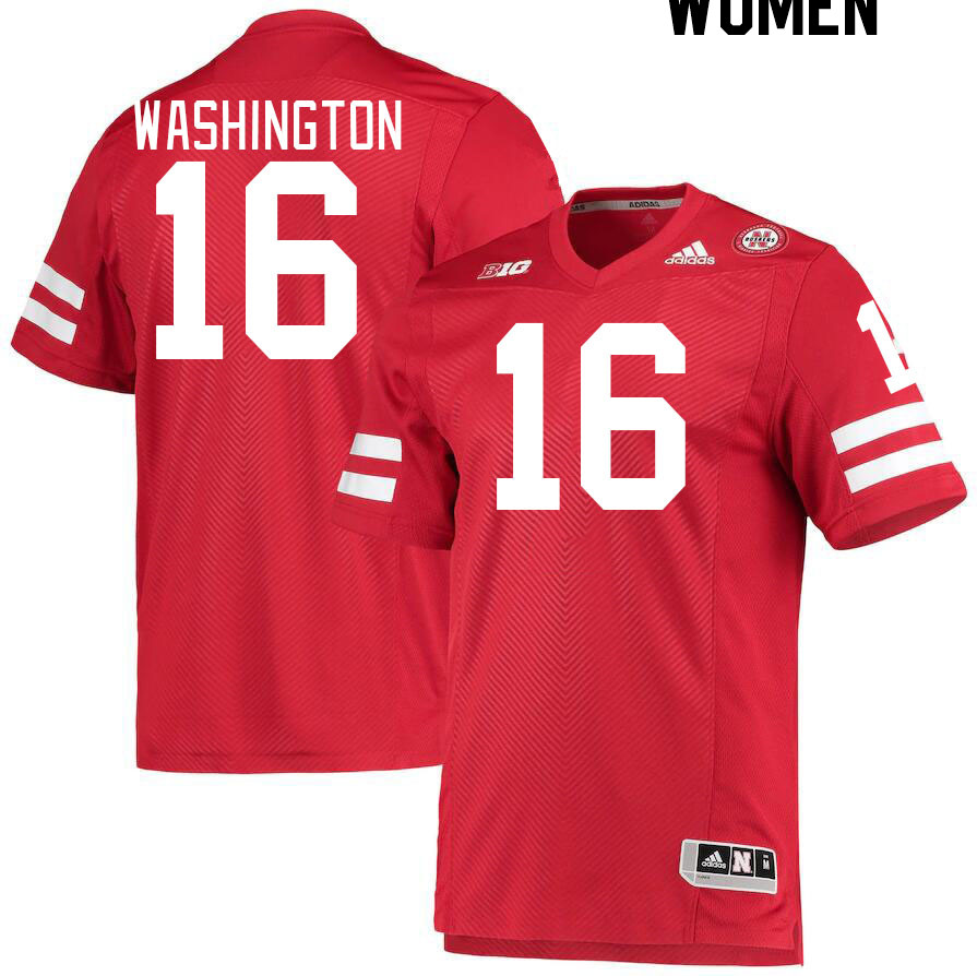 Women #16 Marcus Washington Nebraska Cornhuskers College Football Jerseys Stitched Sale-Red - Click Image to Close